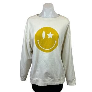 South Parade Alexa Smiley Star Eye Oversized White Long Sleeve Sweatshirt S